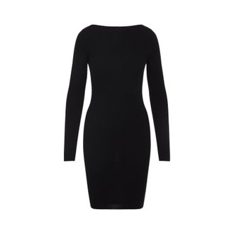 Rick Owens Black Al Virgin Wool Mini Dress-Donna