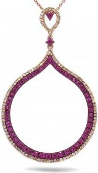 Allurez 0.35ct Diamond & 0.86ct Pink Sapphire 14k Rose Gold Pendant Necklace