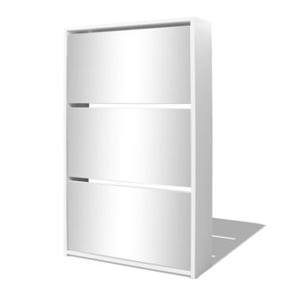 vidaXL Vidaxl - Mueble Zapatero 3 Niveles Y Espejo Blanco 63x17x102,5 Cm