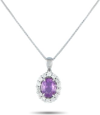 Luxury Bazaar Platinum 0.21ct Diamond and Sapphire Pendant Necklace MF37-082125
