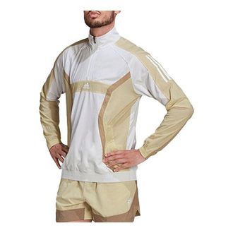 adidas Training logo Sports Half Zipper Colorblock Stand Collar Jacket White HP1879