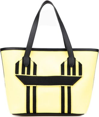Herm&egrave;s Black Yellow Canvas Taurillon Clemence Leather Handbag Tote Bag (Pre-Owned)