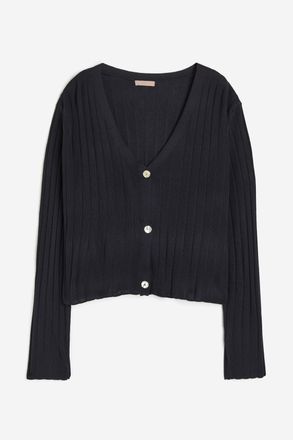 H&M Gerippter Cardigan - Schwarz