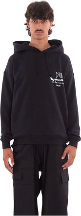 Yohji Yamamoto Hoodies & sweatvesten, Heren, Zwart, M, Merch Graphic Terry Hoodie