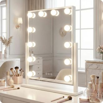 OEM Espejo De Maquillaje Blanco Estilo Hollywood De 47x36 Cm Con Luz Led (10 Unidades)