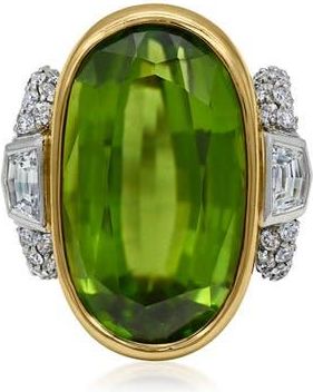 Fred Leighton Peridot & Diamond Cocktail Ring in Yellow Gold at Nordstrom, Size 6.75