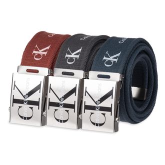 Calvin Klein Unisex-Adult Casual Military Buckle-Adjustable Web Belts-1 Pack and 3 Pack Options, Black/Dark Red/Navy, One size