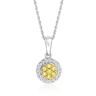 Ross-Simons Yellow and White Diamond Pendant Necklace in Sterling Silver