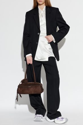 Balenciaga Satin Shirt With Belt, Womens, White