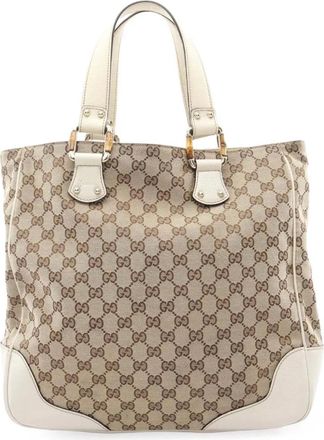 Gucci Borsa tote Horsebit in tela GG e bamb&ugrave; 2000-2015 - Marrone