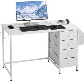OEM Mesa De Estudio 120 X 50 X 75 Cm, Escritorio De Ordenador Con Cajones De Tela, Tablero De Part&iacute;culas Y Soporte De Metal, Mesa De Escritura Carga De 99
