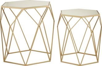 Premier Housewares Avantis Set Of 2 Hexagonal Side Tables