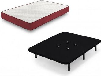 HOGAR 24 Bz62 - Colch&oacute;n Viscoel&aacute;stico + Base Tapizada Negra Con Patas, Medida 135 X 190 Cm. Higienico-transpirable