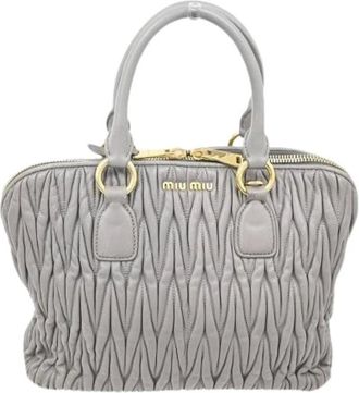Miu Miu Pre-owned Handbags, female, Gray, Size: ONE SIZE Pre-owned Madras Bowler Bag