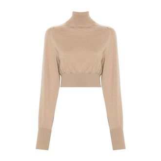 Sportmax Wollen Gebreide Rolkraagtrui - Dames - Coltruien - Bruin - XL - Wol - Truien & Vesten