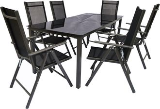 ebuy24 Vcm 7 Pcs Conjunto De Muebles De Jard&iacute;n Grupo De Asientos Grupo De Comedor 1x Mesa, 6x Sillas Mesa Dimensiones Aprox. Al. 76 X An. 189 X P. 90 Cm Sill