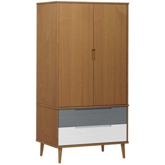 vidaXL Wardrobe MOLDE Brown 90x55x175 cm Solid Wood Pine vidaXL