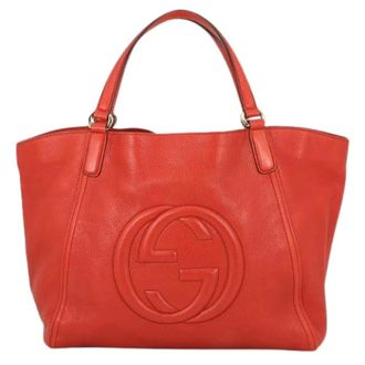 Gucci Pre-owned Tote Bags, female, Orange, Size: ONE SIZE Pre-owned Vintage Leather Tote Bag