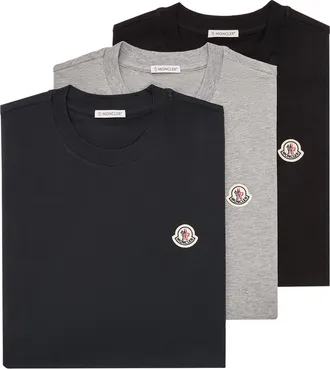 Moncler Moncler Logo Patch Cotton T-shirt (pack Of Three), Men, Multicolor, Size: 3xl