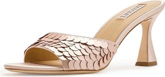 Badgley Mischka Winika Womens Sandals Champagne Satin : 8.5 M, Leather/Satin