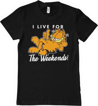 Garfield Officially Licensed Live for The Weekend Mens T-Shirt (Black), Medium
