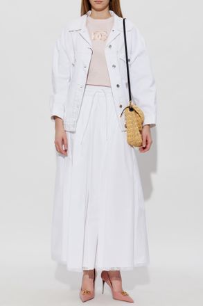 Dolce & Gabbana Cotton Skirt With Lace Inserts, Womens, White
