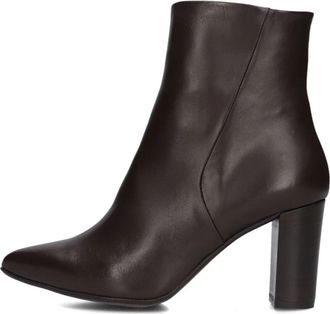 Stefano Lauran Bruine puntige neus blokhakken - Dames - Laarzen met Hak - Bruin - 38 EU - Wol - Schoenen