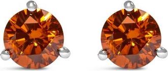House of Brilliance 14K White Gold 1/2 Ct Lab-Grown Orange Diamond 3-Prong Martini Stud Earrings at Nordstrom