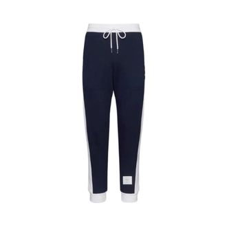 Thom Browne Sweatpants, male, Blue, Size: XL Sweatpants W/ Engineered 4 Bar