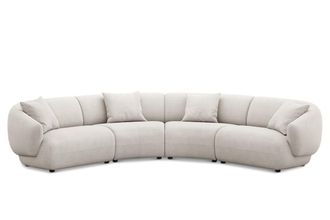 Castlery Auburn Curve L-Shape Sectional Sofa Customized, Cream, Spill Resistant, Modular for Sofas by Castlery