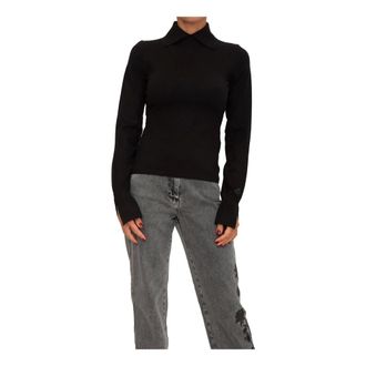 Blugirl Turtlenecks, female, Black, Size: S Stretch Viscose Sweater with Collar
