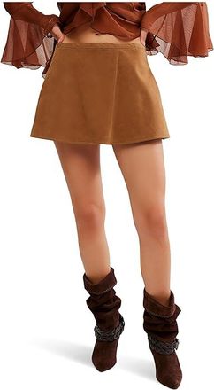 Free People We The Free Paradise Found Suede Skort Womens Skirt Caramel Cafe : MD (Womens 8-10), Viscose