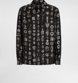 Dolce & Gabbana Jewel-print Silk Twill Vanity Shirt - Man Shirts Print 37