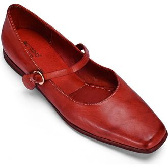 OLD TREND Classic Genuine Leather Polished Vintage Mary Jane Flat in Brick at Nordstrom, Size 7.5
