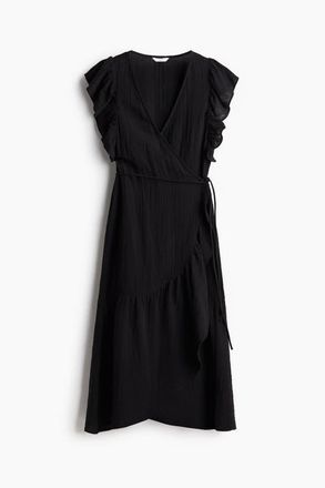 H&M Muslin Wrap Dress in Black at Nordstrom, Size Xx-Small