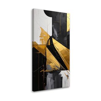 Feeby Cuadro Sobre Lienzo, Abstracci&oacute;n Geom&eacute;trica Acentos Dorados, 60x120