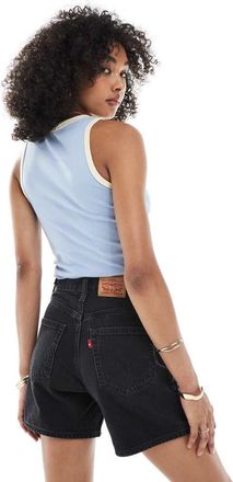 Levi's Pantaloncini di jeans a met&agrave; coscia nero slavato stretti in vita