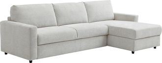 Vente-Unique Divano Letto Angolare Express E Reversibile In Tessuto Beige - Letto 140 Cm - Milavo