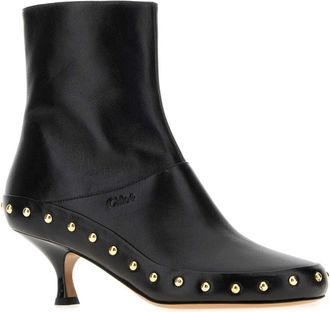 Chlo&eacute; Womens Junie Ankle Boot Black Leather