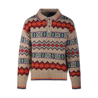 Ralph Lauren Jersey con cuello polo Fair Isle - Knitwear - Hombre - Beige - L