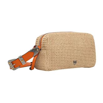 Pinko Pinko - Crochet Raffia Tas - Dames - Tassen - Beige - Maat: ONE Size Leer