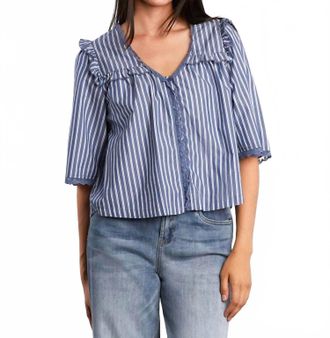 BILLY T Juliet Stripe Button Front Shirt In Blue