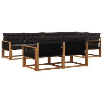 vidaXL Conjunto De Sof&aacute;s De Exterior Con Coj&iacute;n 7 Pcs Natural Y Negro Vidaxl