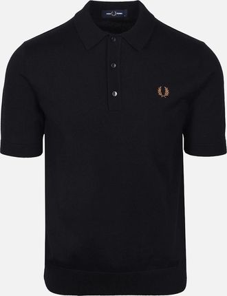 Fred Perry Mens FRED PERRY COTTON KNITTED SHIRT BLACK - Size: 44