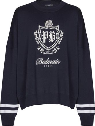 Balmain Navy Blue Logo Sweater