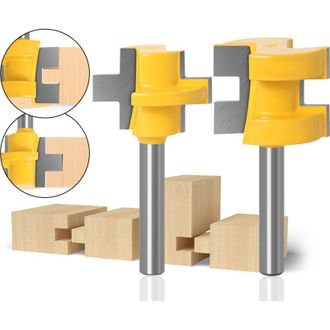 OEM Juego De 2 Cuchillas Ranuradoras, Cuchilla En Forma De T Con Dientes Cuadrados, Para Espigar En Madera Y Tierra (v&aacute;stago De 6 Mm) -crezuo