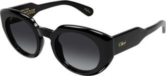 Chlo&eacute; Zwart/Grijs Getinte Zonnebril - Dames - Zonnebrillen - Zwart - 51 MM - Accessoires