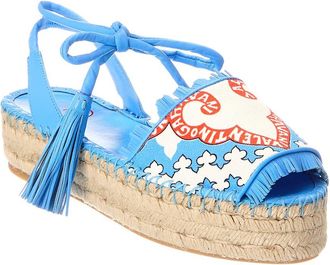 Valentino Vlogo Canvas & Leather Espadrille Sandal