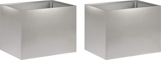 vidaXL Macetero De Jard&iacute;n 2 Uds. Plateado 40 X 30 X 30 Cm Vidaxl