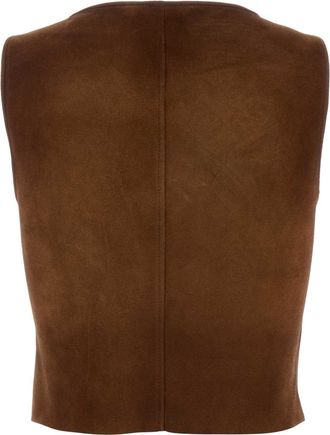 Miu Miu Womens Brown Suede Top Cognac Exterior: Lamb Maglie Sweater